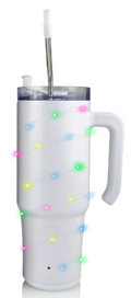 30oz Stainless Metallic Glitter Tumbler w/ Fairy Lights